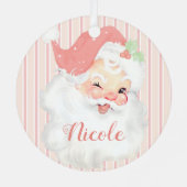 Blush Roze  kerstboom Naam toevoegen Metalen Ornament (Achterkant)