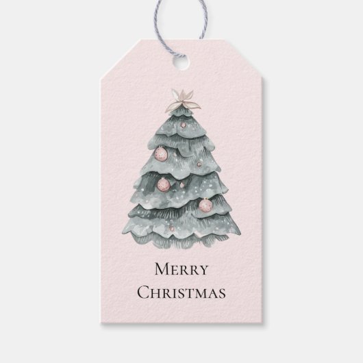 Blush roze kerstboom Ornament Cadeaulabel (Voorkant)