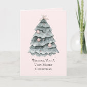 Blush roze kerstboom Ornament Kaart (Voorkant)