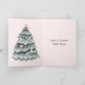 Blush roze kerstboom Ornament Kaart (Binnen)
