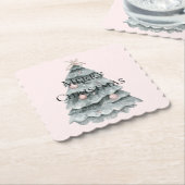 Blush roze kerstboom Ornament Kartonnen Onderzetters (Gebogen)