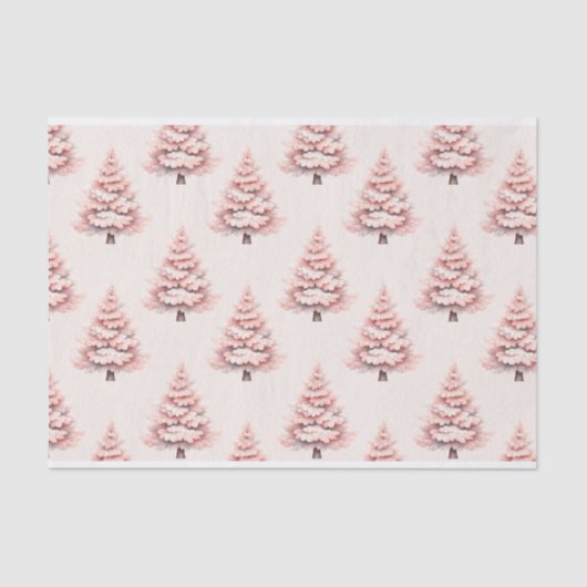Blush Roze Kerstboom Patroon Decoupage Tissuepapier (Voorkant)
