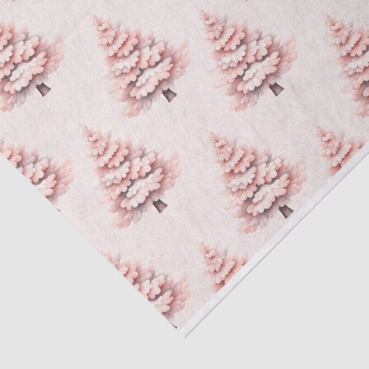 Blush Roze Kerstboom Patroon Decoupage Tissuepapier (Detail)