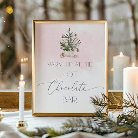 Blush roze kerstboom, warme chocoladebar poster