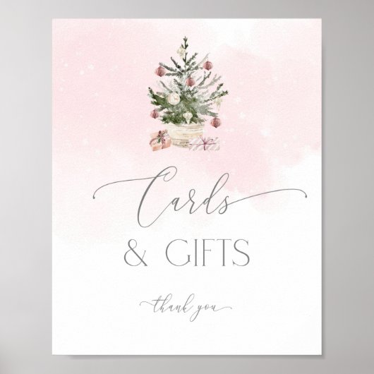 Blush roze kerstboomkaarten en cadeautjes Poster (Voorkant)