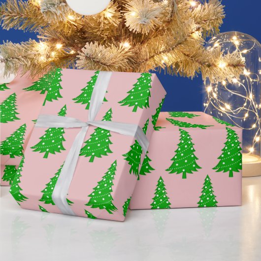 Blush roze kerstboompapier cadeaupapier (Feestdagen)