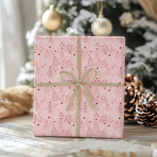 Blush roze kerstboompapier cadeaupapier