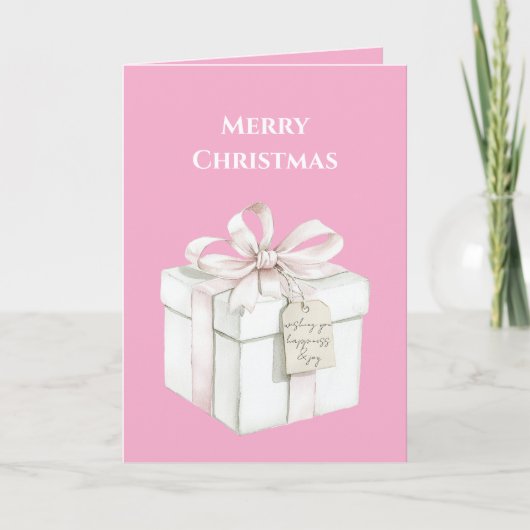 Blush Roze Kerstcadeau Kaart (Voorkant)