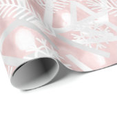Blush roze kerstfeestdag Snowflake Joy Cadeaupapier (Rol Hoek)