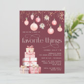 Blush Roze Kerstmis Favoriete Dingen Party Kaart (Staand voorkant)