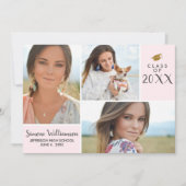 Blush Roze klasse van 20XX Afstuderen Fotocollage Kaart (Voorkant)