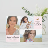 Blush Roze klasse van 20XX Afstuderen Fotocollage Kaart (Staand voorkant)