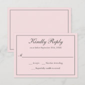 Blush Roze Klassieke Eenvoudige Elegante Huwelijk  RSVP Kaartje (Voorkant / Achterkant)