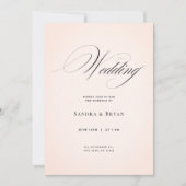Blush roze klassieke kalligrafie elegante bruiloft kaart (Voorkant)