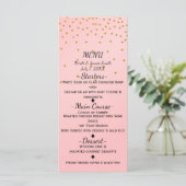 Blush roze kleine gouden confetti elegante menukaa menu (Staand voorkant)