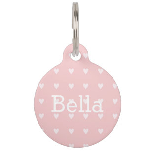 Blush roze kleine harten Moderne, ronde, grote pla Huisdierpenning