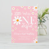 Blush Roze Kleine Miss Onederful Bloemen Verjaarda Kaart (Staand voorkant)