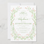 Blush roze kleine wilde bloem boho baby meisje dou kaart (Voorkant)