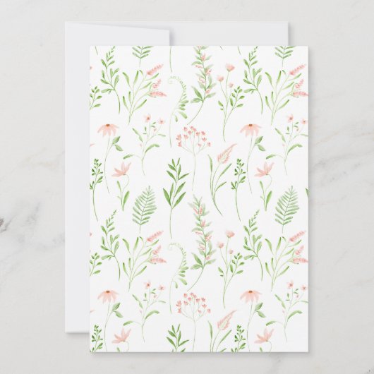 Blush roze kleine wilde bloem boho baby meisje dou kaart (Achterkant)