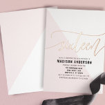 Blush Roze Kleur Blok Sweet 16 Verjaardagsfeest Folie Uitnodiging<br><div class="desc">Vier een speciale Sweet 16 met deze elegante blush pink color block folie uitnodiging. Het moderne ontwerp heeft een chique geometrisch patroon en glinsterende rozen gouden folie accenten,  ideaal voor een stijlvol en verfijnd feest. Personaliseer met uw evenementgegevens om een memorabele aandenken voor uw gasten te creëer.</div>