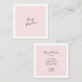 Blush roze kleurblok moderne minimalistische styli vierkante visitekaartje (Voorkant / Achterkant)