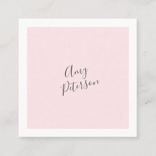 Blush roze kleurblok moderne minimalistische styli vierkante visitekaartje (Voorkant)