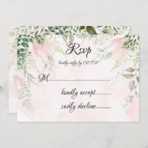 Blush roze kleurflessen Groene bruiloft RSVP-kaart