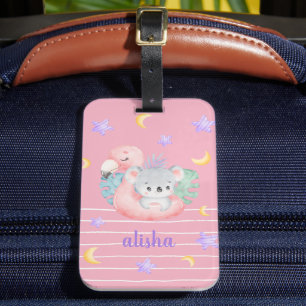 Blush Roze  Koala Gift voor kinderen Aangepaste na Bagagelabel