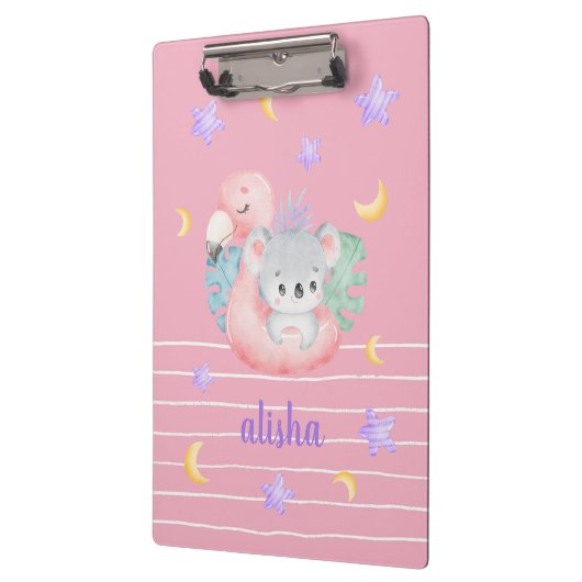 Blush Roze  Koala Gift voor kinderen Aangepaste na Klembord (Links)