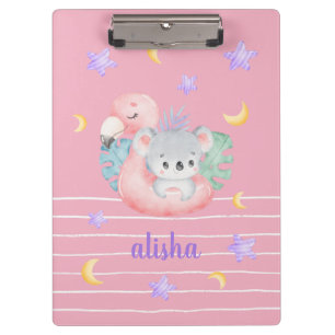 Blush Roze Koala Gift voor kinderen Aangepaste na Klembord
