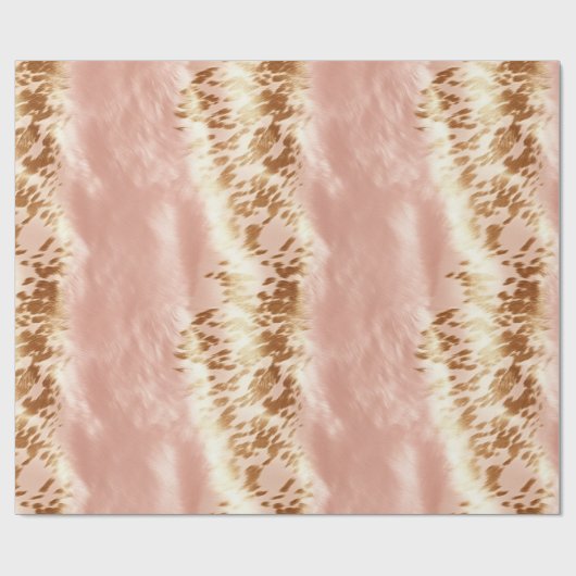 Blush Roze Koe Dierenprint Cadeaupapier (Vlak)