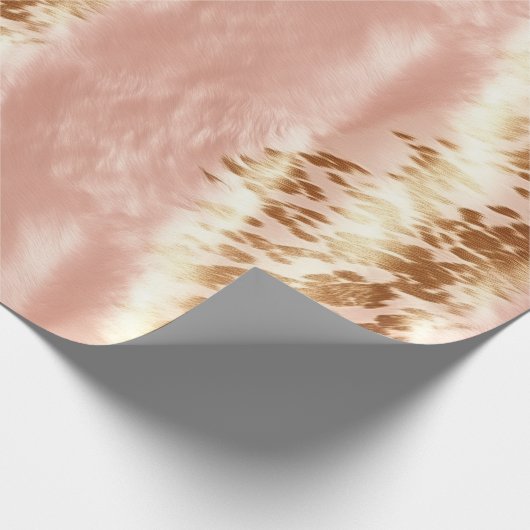 Blush Roze Koe Dierenprint Cadeaupapier (Hoek)