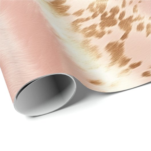 Blush Roze Koe Dierenprint Cadeaupapier (Rol Hoek)