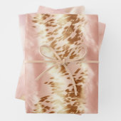 Blush Roze Koe Dierenprint Inpakpapier Vel (In situ)