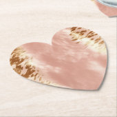Blush Roze Koe Dierenprint Kartonnen Onderzetters (Gekanteld)