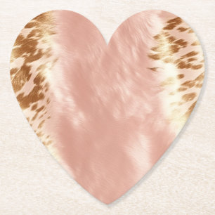 Blush Roze Koe Dierenprint Kartonnen Onderzetters