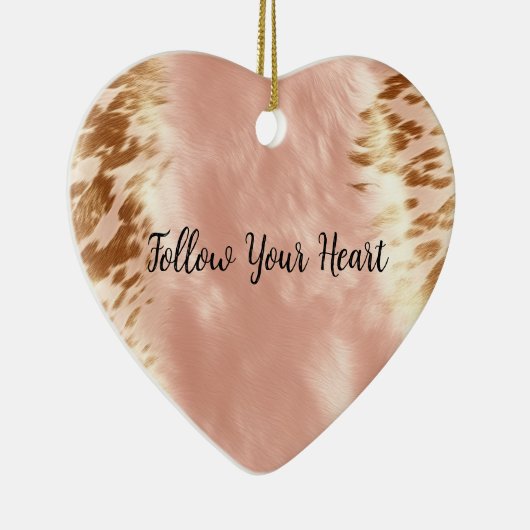 Blush Roze Koe Dierenprint Keramisch Ornament (Rechts)