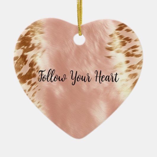 Blush Roze Koe Dierenprint Keramisch Ornament (Voorkant)