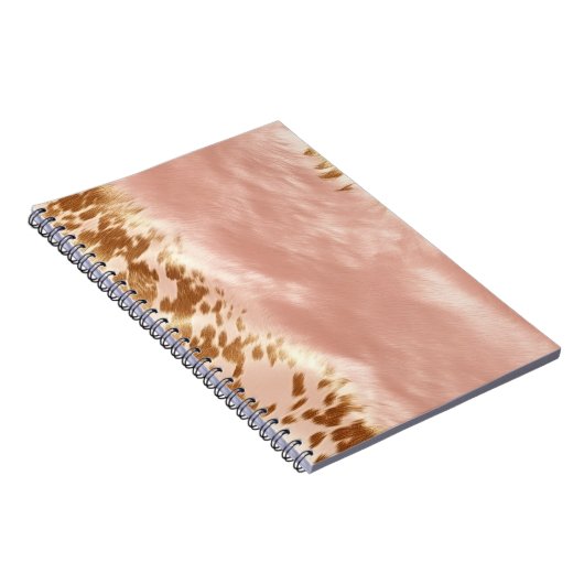 Blush Roze Koe Dierenprint Notitieboek (Rechterzijde)