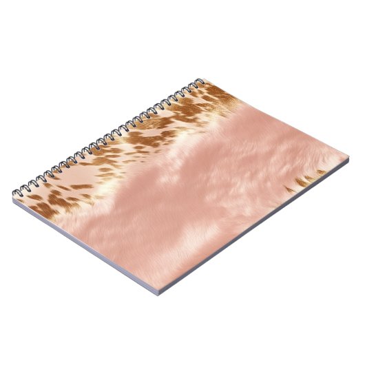Blush Roze Koe Dierenprint Notitieboek (Linkerzijde)