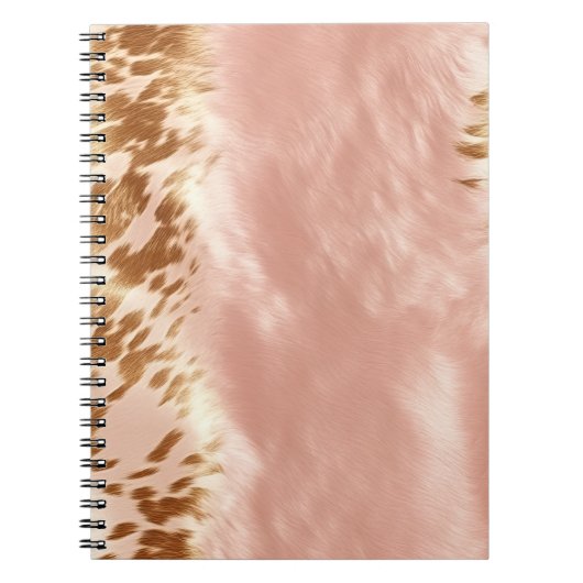 Blush Roze Koe Dierenprint Notitieboek (Voorkant)