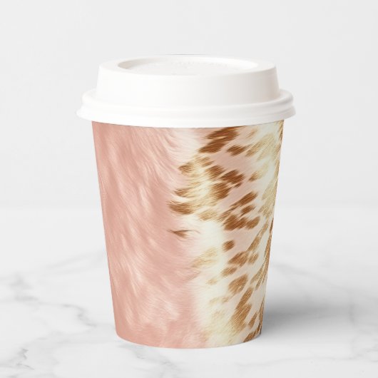 Blush Roze Koe Dierenprint Papieren Bekers (Links)