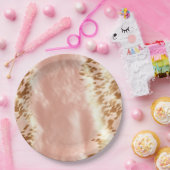 Blush Roze Koe Dierenprint Papieren Bordje (Feest)