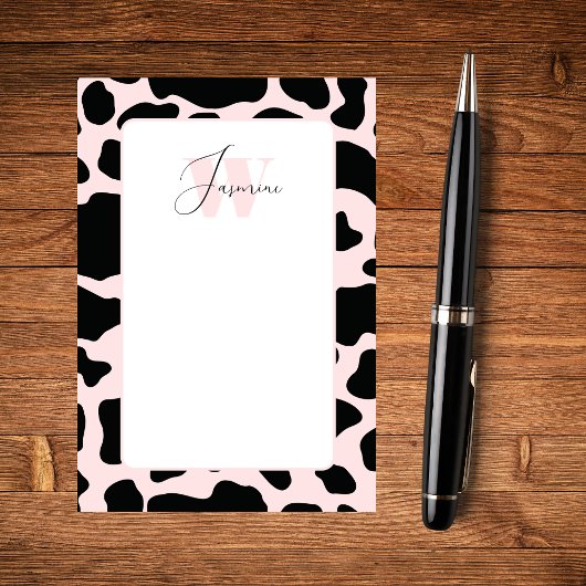 Blush roze Koe Print Girly Feminine Cute Monogram Post-it® Notes