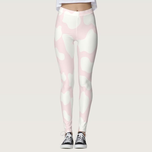 Blush Roze koe print Leggings (Voorkant)