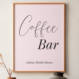 Blush Roze koffiebar Weddenschap Shower Poster