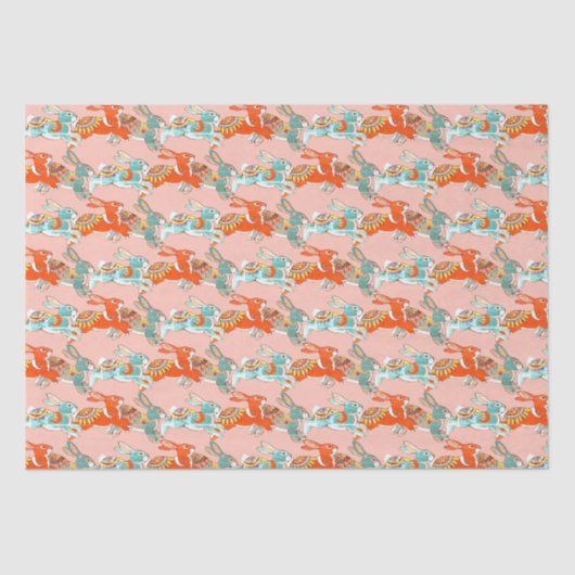 Blush Roze Konijn Konijn Bunny Kleurrijke Leuke Fo Tissuepapier (Voorkant)