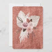 Blush roze koper tropische pampas unieke bruiloft kaart (Achterkant)