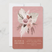 Blush roze koper tropische pampas unieke bruiloft kaart (Voorkant)