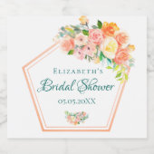 Blush Roze koperen geometrische vrijgezellenfeest Sparkling Wijnetiket (Enkel label)